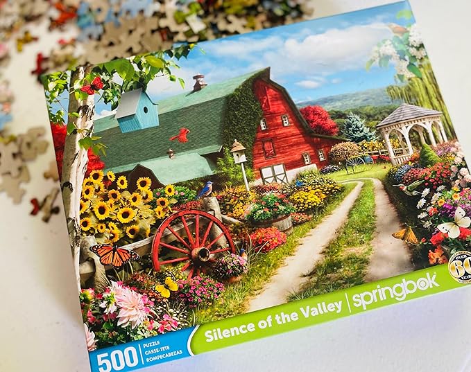 Springbok Silence of The Valley 500 Piece Jigsaw Puzzle for Adults - Farm Illustration - Unique Cut Pieces - Made in USA
