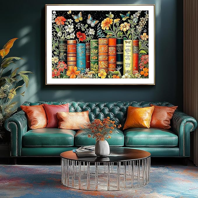 MINIWAN Vintage Flowers and Vintage Books 1000 Piece Jigsaw Puzzles for Adults, Butterfly Floral Art Puzzle, Home Decor Puzzle Gift for Book Lovers 27.5x19.7 Inch
