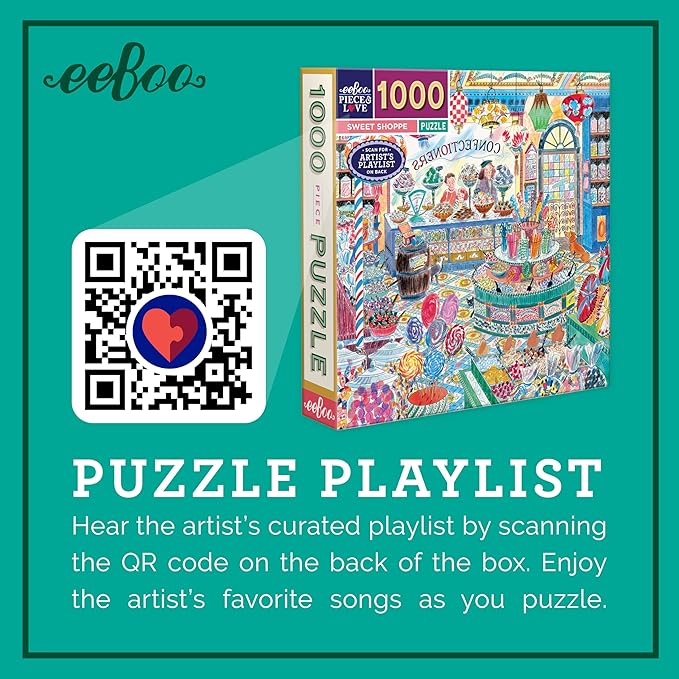 eeBoo 1000 Piece Puzzle - English Flower Shop Jigsaw Puzzle for Adults, Square 23" x 23" Made with Recycled Board & Vegetable-Based Ink