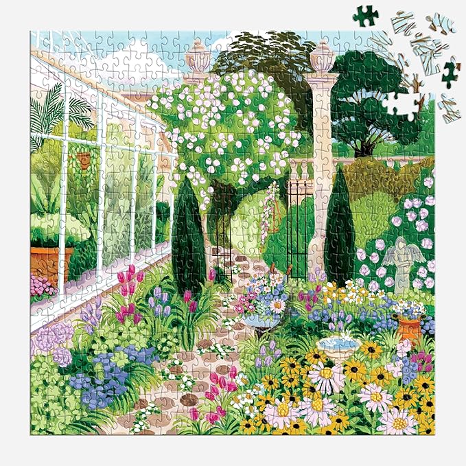 Galison Evergreen Gardens – 500 Piece Jigsaw Puzzle Featuring Beautiful Artwork of A Conservatory Pathway Garden
