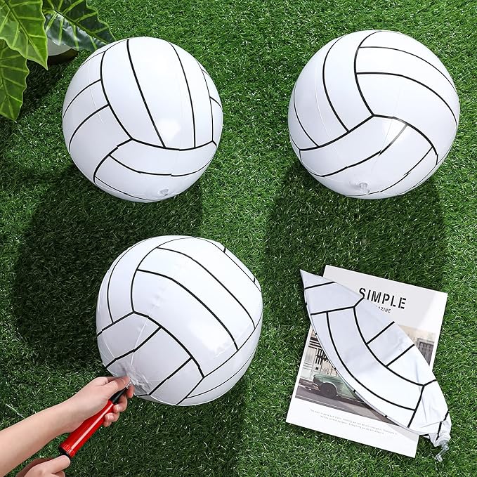 Zhanmai 6 Pack Inflatable Volleyball 16 Inch Blow up Beach Ball Large Sport Pool Ball with Pump for Adults Teens Gift Summer Outdoor Party Decorations