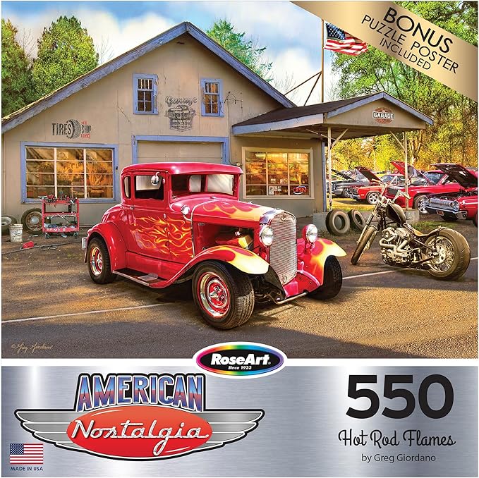 RoseArt - American Nostalgia - Hot Rod Flames - 550 Piece Jigsaw Puzzle for Adults