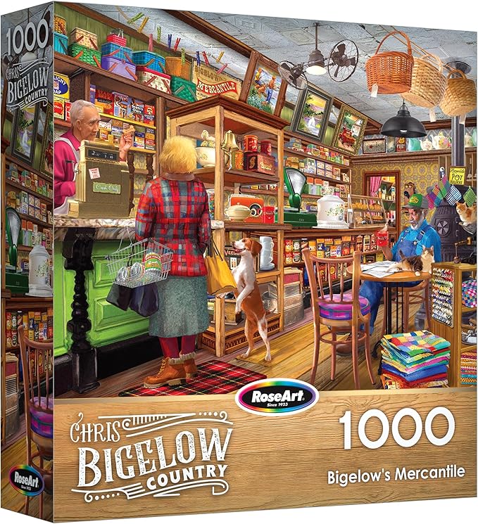 RoseArt - Bigelow Country - Bigelow's Mercantile 1000 Piece Jigsaw Puzzle, Vintage Shop Scene Puzzle for Adults
