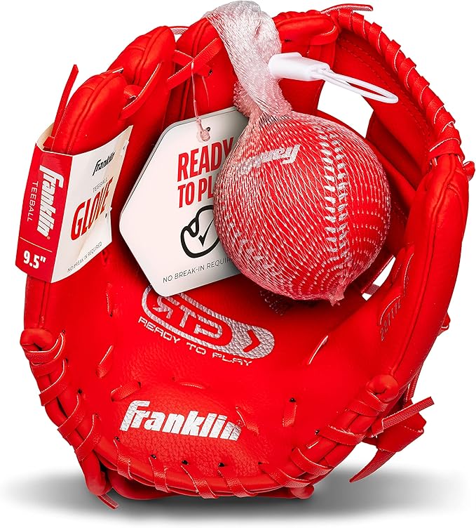 Franklin Sports Kids Baseball Gloves - RTP Youth Teeball Glove + Ball Set - Boys + Girls Teeball Mitt - Kids + Toddlers - 9.5"
