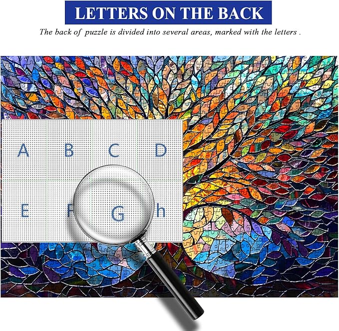 PICKFORU Stained Glass Puzzle Tree of Life Puzzles for Adults 1000 Pieces, Impossible Hard Difficult Challenging Puzzles for Adults, Colorful Mosaic Tree of Life Jigsaw Puzzle 1000 Pieces