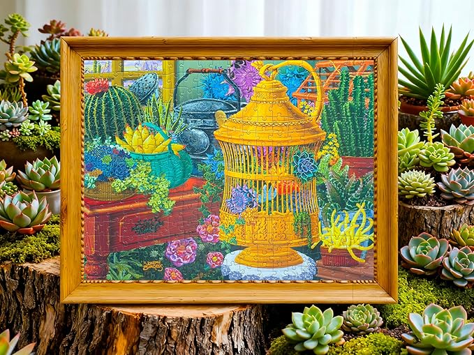 300 Piece Puzzles for Adults Large Piece - Jigsaw Puzzles for Seniors Kids - Succulent Afternoon Dreams - Licensed by Joseph Burgess