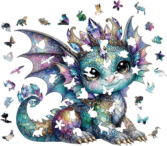 Wooden Puzzles for Adults, Dragon Wooden Puzzles 200 Pieces, Irregular Animals Fun Puzzles for Adults