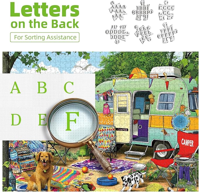 MINIWAN Puzzles for Adults 500 Pieces, Lakeside Camping Puzzle Challenging Jigsaw Puzzles Ideal for Relaxation and Family Fun, Finished Size is 23 x 15 inch