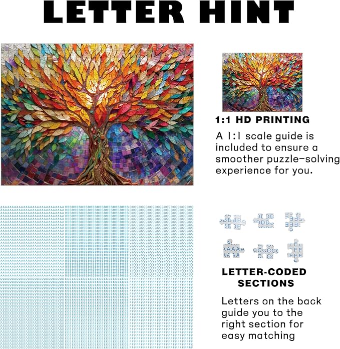 Tree of Life Puzzles for Adults 500 Pieces,Colorful Mosaic Jigsaw Puzzle,Family Puzzles Game, Fun Relaxing Challenging