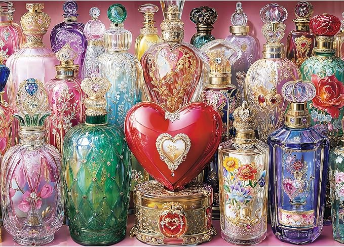 1000 Piece Puzzles for Adults,Colorful Perfume Jigsaw Puzzle,Pink Flower Bottle Puzzles 1000 Pieces,Creative Games and Gifts Difficult Heart Puzzle Home Decor Toy for Adults (27.5"x19.6"), 1:1 Poster