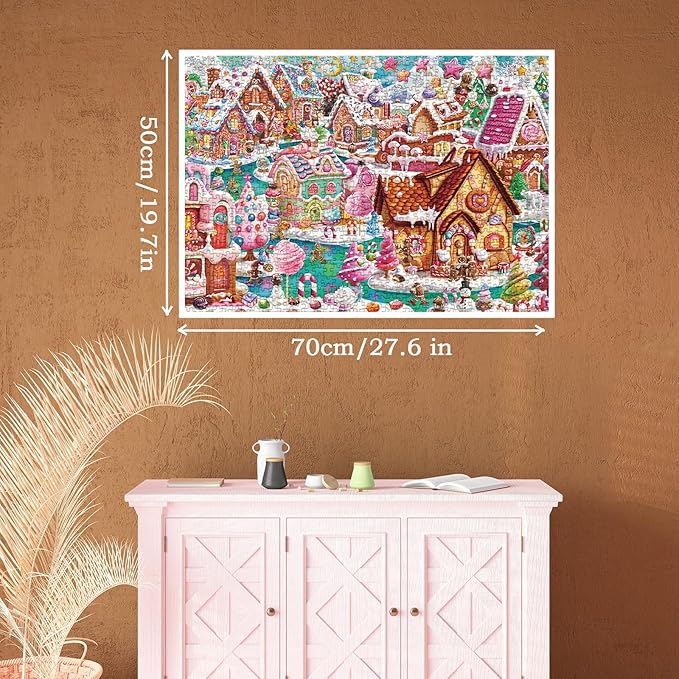 Funny Winter Scenic Puzzles for Adults 1000 Pieces, Magic Candy Cute Jigsaw Puzzles, Pretty Colorful Art Puzzles