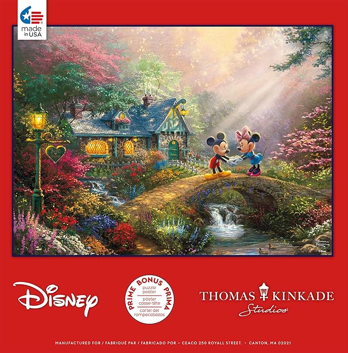 Ceaco - Thomas Kinkade - Disney - Mickey & Minnie Sweetheart Bridge - 1000 Piece Jigsaw Puzzle