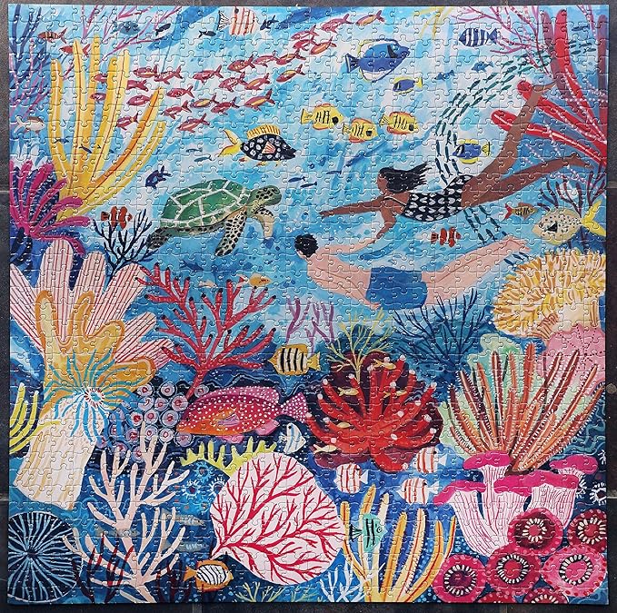 eeBoo 1000 Piece Puzzle - Coral Reef Jigsaw Puzzle for Adults, Square 23" x 23" Made with Recycled Board & Vegetable-Based Ink