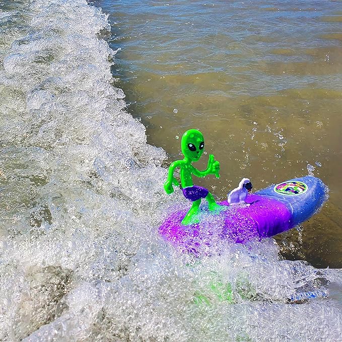 Surfer Dudes Legends & Surfer Pets Wave Powered Mini-Surfer, Pet and Surfboard Beach Toy - Maui Martian and Bahthoven