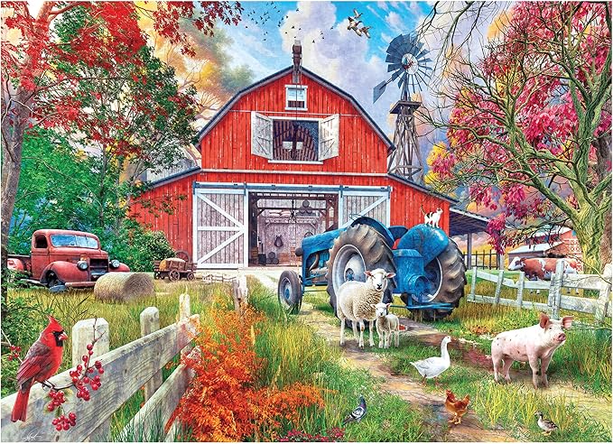 RoseArt - Kodak Premium - Big Country Barn 1000 Piece Jigsaw Puzzle for Adults, Vibrant Farm Scene - Made in USA
