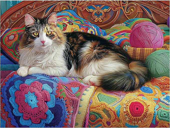 RoseArt - Kodak Premium - Knitting Kitten - 350 Piece Jigsaw Puzzle for Adults