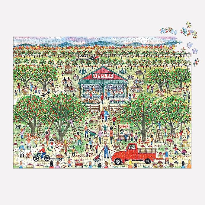 Galison Michael Storrings Apple Pickin' 1000 Piece Puzzle from Galison - 27" x 20" Beautifully Illustrated Puzzle, Thick & Sturdy Pieces, Perfect Activity for Chilly Fall Weather!
