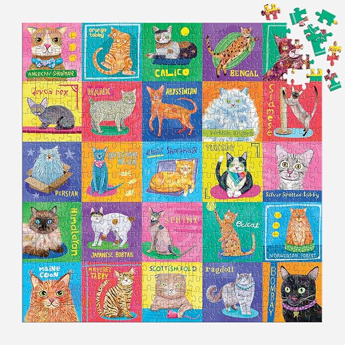 Mudpuppy Purr-FECT Portraits! – 500 Piece Family Jigsaw Puzzle with Colorful and Fun Illustrations of A Variety of Cats for Children Ages 8 and Up