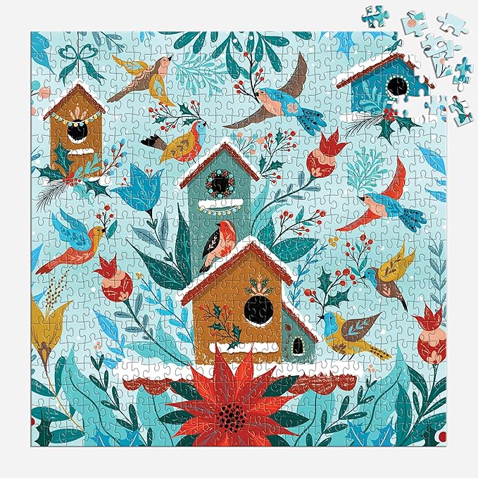 Galison Winter Perch 500 Piece Puzzle from Galison - 20" x 20" Winter Themed Puzzle That is Perfect for The Holidays, Colorful Artwork, Thick and Sturdy Pieces, Makes a Wonderful Gift!