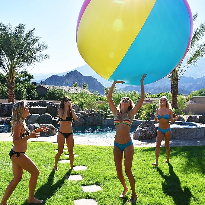 GoFloats 6 ft Giant Inflatable Beach Ball, Extra Large Jumbo Beach Ball - Patch Kit Included