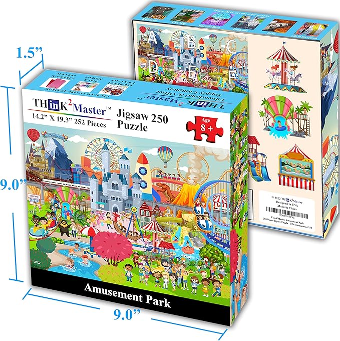 Think2Master Amusement Park 250 Pieces Jigsaw Puzzle. Great Gift. Large Pieces. Size: 14.2” X 19.3”