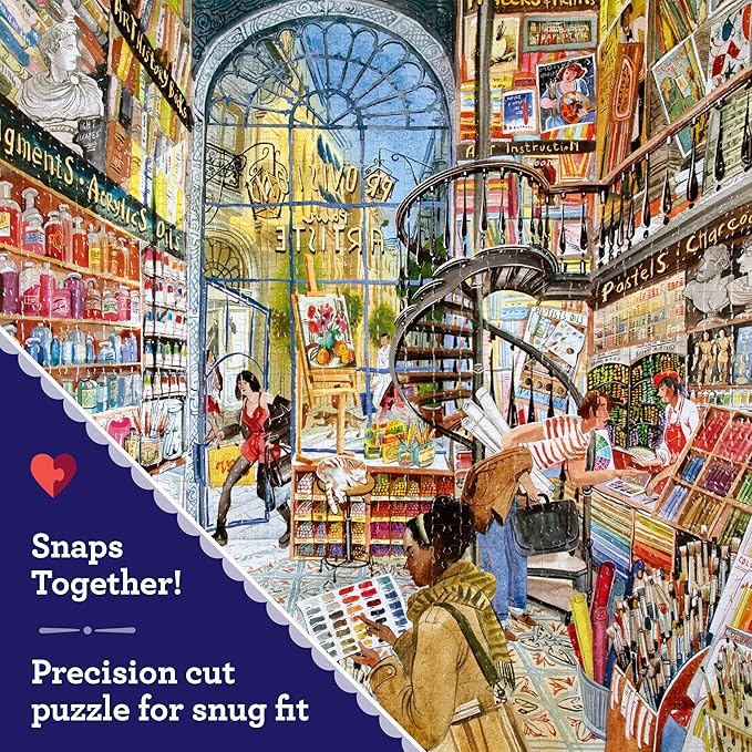 eeBoo 1000 Piece Puzzle - Artist Provisions Jigsaw Puzzle for Adults, Square 23" x 23" Made with Recycled Board & Vegetable-Based Ink