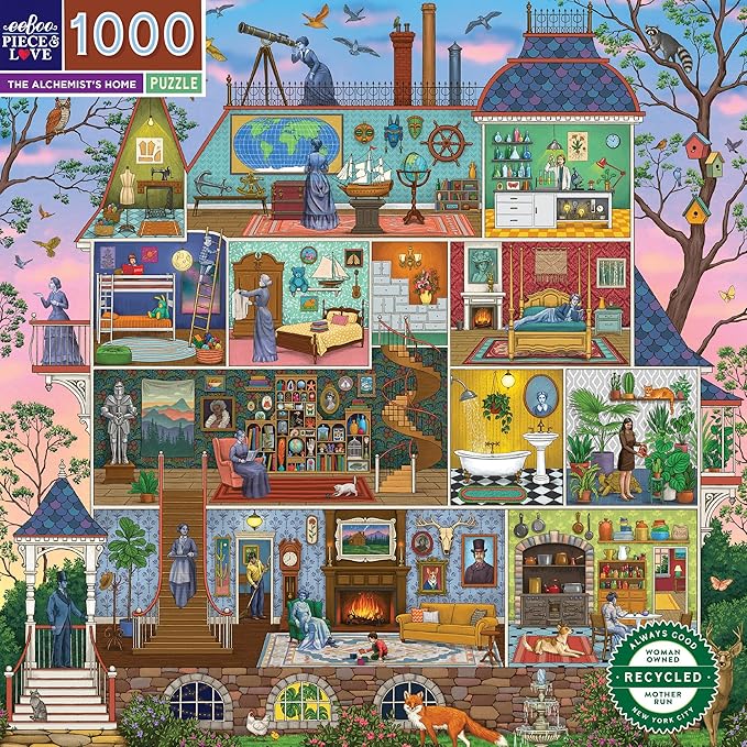 eeBoo 1000 Piece Puzzle - Alchemist's Home Jigsaw Puzzle for Adults, Square 23" x 23" Made with Recycled Board & Vegetable-Based Ink