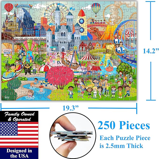 Think2Master Amusement Park 250 Pieces Jigsaw Puzzle. Great Gift. Large Pieces. Size: 14.2” X 19.3”