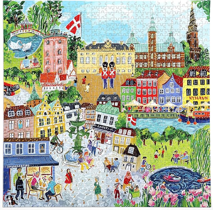 eeBoo 1000 Piece Puzzle - Copenhagen Jigsaw Puzzle for Adults, Square 23" x 23" Made with Recycled Board & Vegetable-Based Ink
