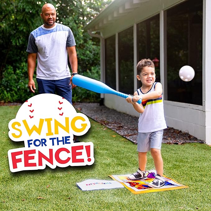 Franklin Learn Your Stance Baseball Set- Perfect for Toddlers and Kids - Includes Bat and Balls - Improve Batting Skills - Outdoor Sports Baseball