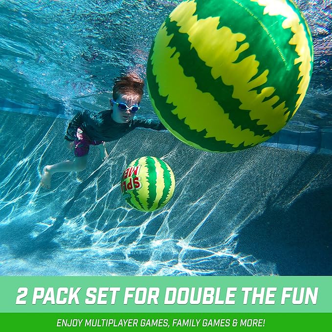 GoSports Splash Melon Pool Ball Party Toy - Includes Two 9 Inch Watermelons, Hose Fill Adapter, and 3 Needles