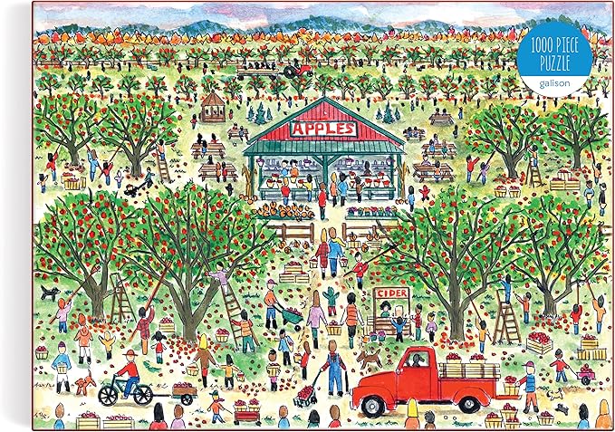 Galison Michael Storrings Apple Pickin' 1000 Piece Puzzle from Galison - 27" x 20" Beautifully Illustrated Puzzle, Thick & Sturdy Pieces, Perfect Activity for Chilly Fall Weather!
