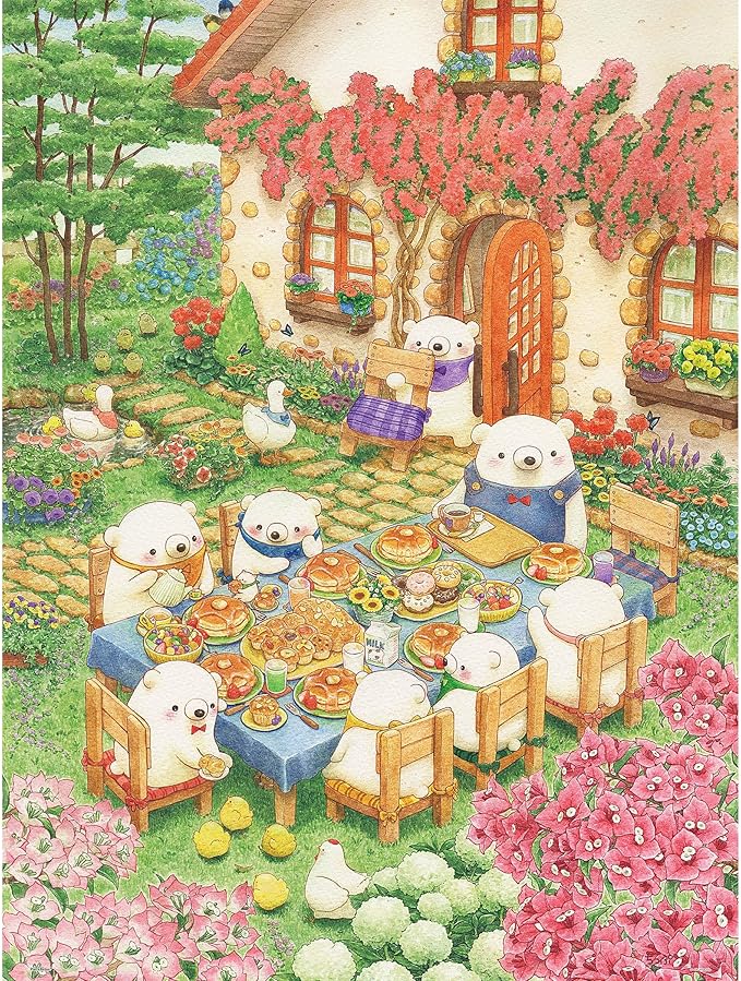 PieceRelax PieceClicks Plastic Jigsaw Puzzle for Adults 1000 Pieces - ちっぷ - Pancake Party - 25.2 X 18.9 Inches, Most Satisfying Table Games, No Glue Needed [U1049]