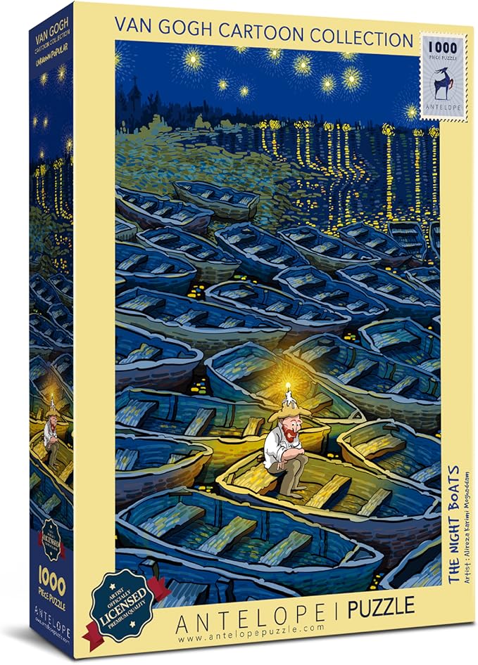 Antelope - 1000 Piece Puzzle for Adults, Van Gogh Jigsaw Puzzles 1000 Pieces by Artist Alireza Karimi Moghaddam, 29.5" x 20.5", Van Gogh Jigsaw Puzzle, (The Night Boats)