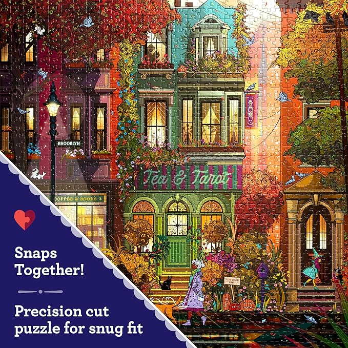 eeBoo 1000 Piece Puzzle - Fall in Brooklyn Jigsaw Puzzle for Adults, Square 23" x 23" Made with Recycled Board & Vegetable-Based Ink