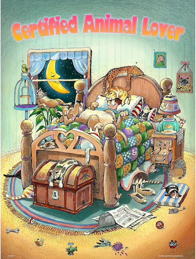 PieceRelax PieceClicks Plastic Jigsaw Puzzle for Adults 1000 Pieces - Gary Patterson - Certified Animal Lover - 25.2 X 18.9 Inches, Most Satisfying Table Games, No Glue Needed [U1060]