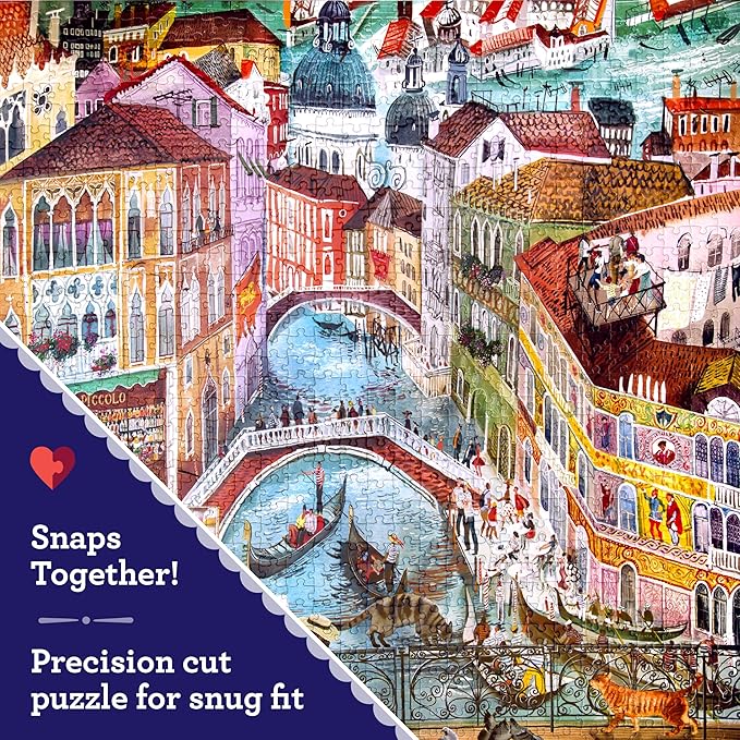 eeBoo 1000 Piece Puzzle - Artists in Venice Jigsaw Puzzle for Adults, Square 23" x 23" Made with Recycled Board & Vegetable-Based Ink
