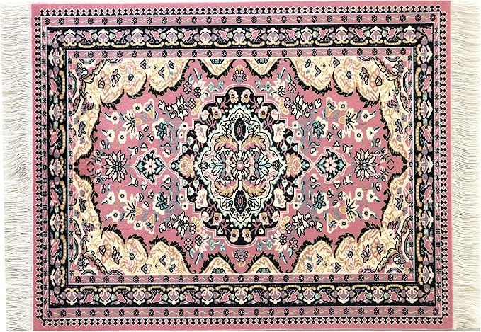 Set of 2 Dollhouse Area Rugs – Miniature Carpet Accessories for Doll Houses, 10 x 7 Inch Rectangular Floor Décor, Oriental Style