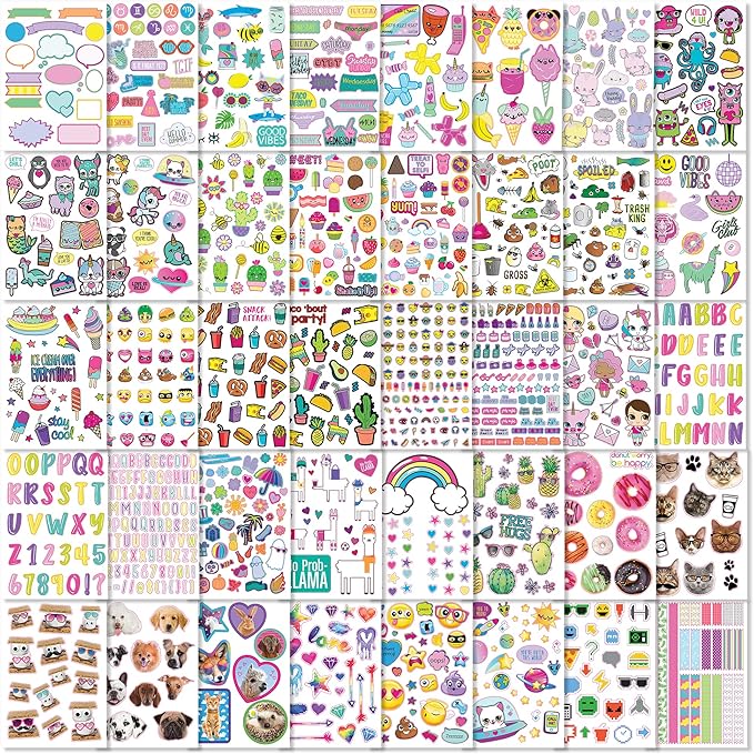 Fashion Angels 1000+ Ridiculously Cute Stickers for Kids - Fun Craft Stickers for Scrapbooks, Planners, Gifts and Rewards, 40-Page Sticker Book for Kids Ages 6+ and Up