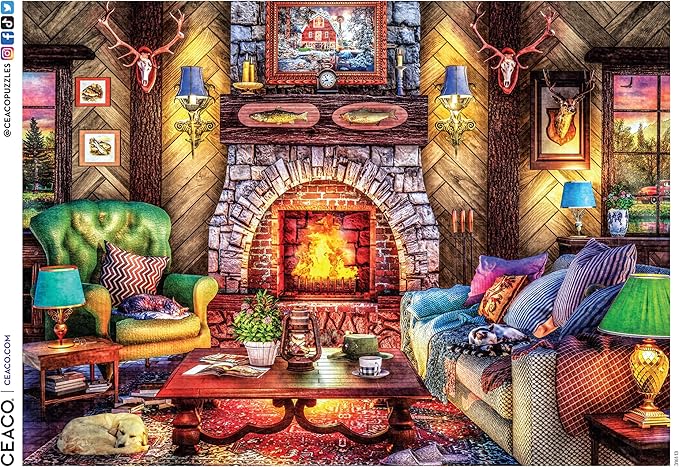 Ceaco - Dominic Davison - Cozy Country Lodge - 1000 Piece Jigsaw Puzzle for Adults - Challenging Puzzle Perfect for Game Nights - Finished Size is 26.5 x 19