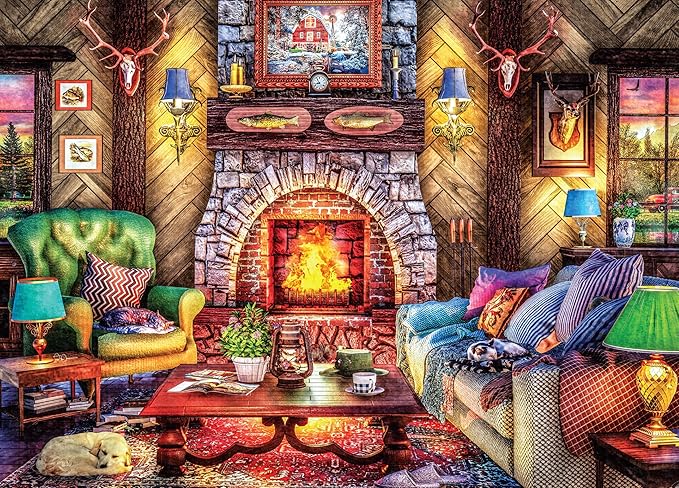Ceaco - Dominic Davison - Cozy Country Lodge - 1000 Piece Jigsaw Puzzle for Adults - Challenging Puzzle Perfect for Game Nights - Finished Size is 26.5 x 19