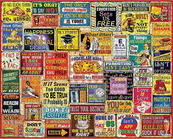 White Mountain 1000 Piece Jigsaw Puzzle Funny Quote Collage Puzzles with Large Pieces, Gifts for Adults and Family 24"x30" - Things I Have Learned