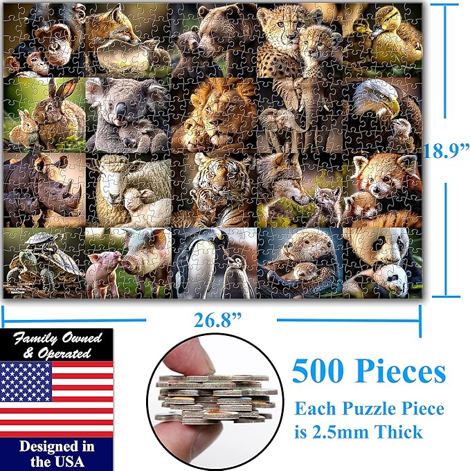 Think2Master Animal 500 Pieces Jigsaw Puzzle with Very Large Jigsaw Pieces. for Adults, Seniors. Great Gift 13+ Size: 26.8” x 18.9”