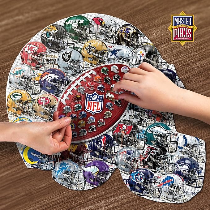 MasterPieces 500-Piece NFL Drip Art Helmet Shaped Puzzle - Perfect for NFL Fanatics - 25"x22"