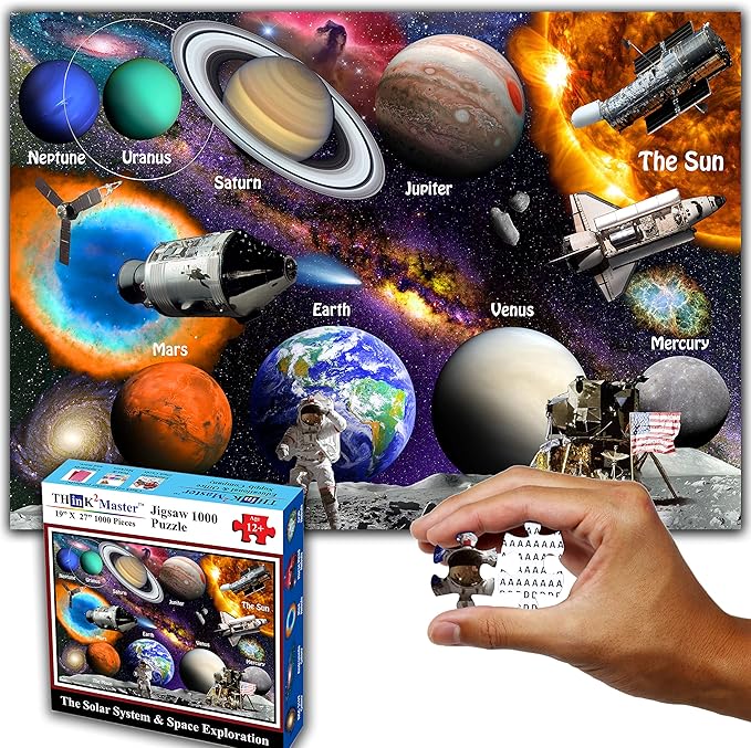 Think2Master Solar System & Space Exploration 500 Pieces with Very Large Pieces Jigsaw Puzzle 13+, Teens, Adults & Families. Great Gift for stimulating Learning About Astronomy. Size: 26.8” X 18.9”