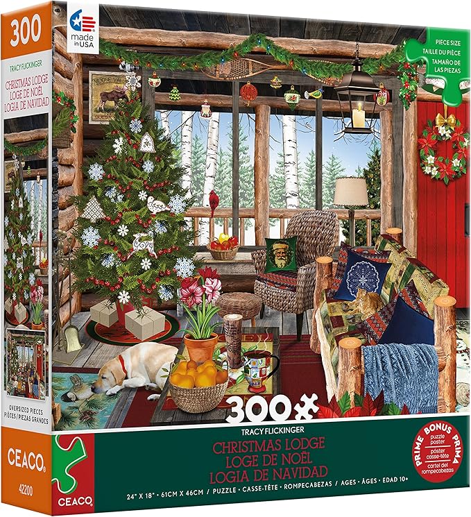 Ceaco - Tracy Flickinger - Christmas Lodge - 300 Piece Jigsaw Puzzle