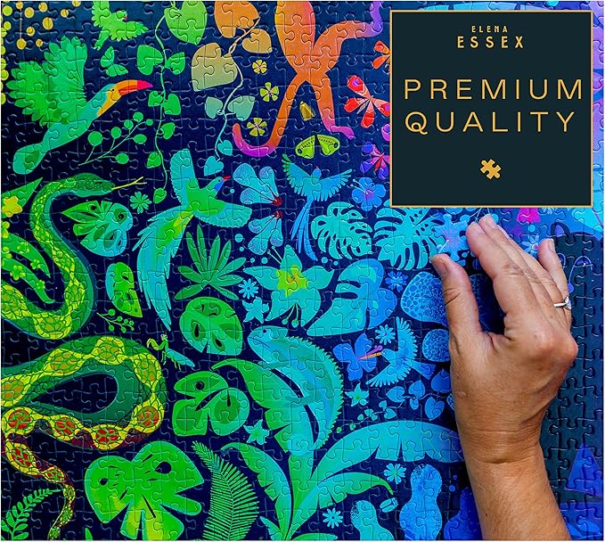 Elena Essex Jigsaw Puzzles - Radiant Jungle | Puzzle 1000 Pieces | Puzzles for Adults | Animal Bird Rainbow Gradient Puzzle | Adult Puzzles Size 28x20 inches