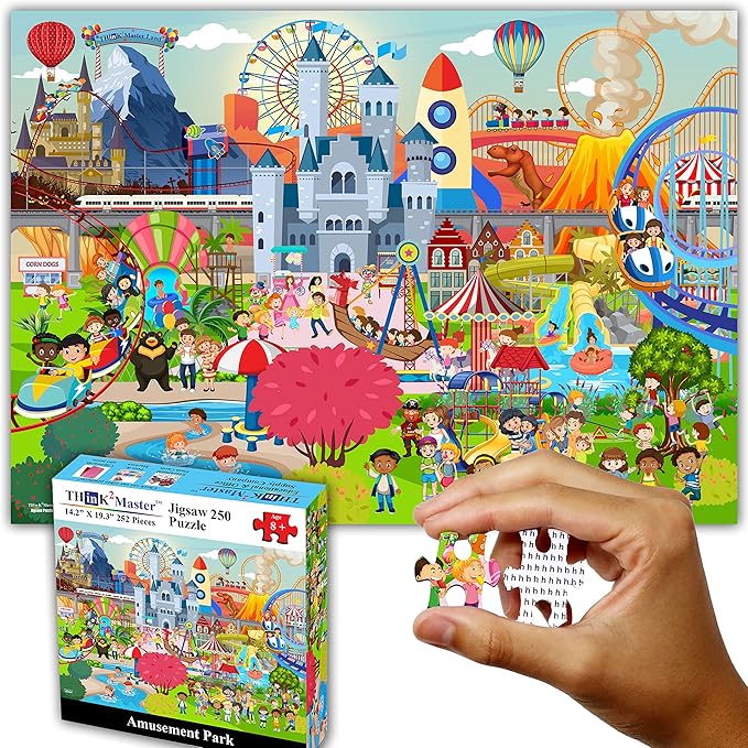 Think2Master Amusement Park 250 Pieces Jigsaw Puzzle. Great Gift. Large Pieces. Size: 14.2” X 19.3”