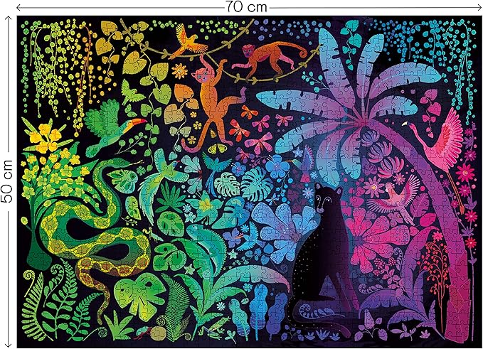 Elena Essex Jigsaw Puzzles - Radiant Jungle | Puzzle 1000 Pieces | Puzzles for Adults | Animal Bird Rainbow Gradient Puzzle | Adult Puzzles Size 28x20 inches