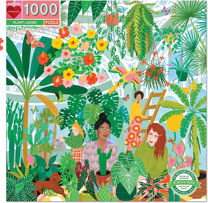 eeBoo 1000 Piece Puzzle - Plant Ladies Jigsaw Puzzle for Adults, Square 23" x 23" Made with Recycled Board & Vegetable-Based Ink